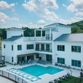 Resort-style swimming pool at Madison Century Farm luxury apartments in Antioch Nashville TN.