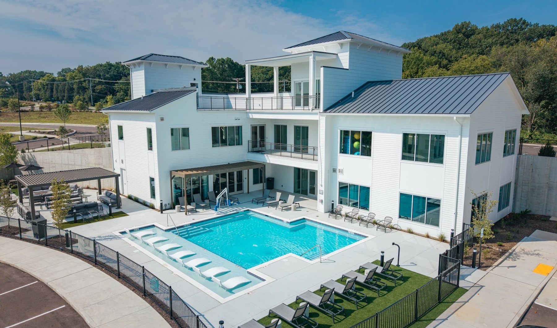 Resort-style swimming pool at Madison Century Farm luxury apartments in Antioch Nashville TN.