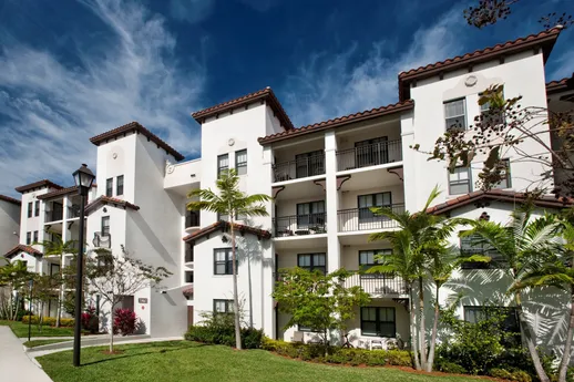 Building exterior showing apartments with balconies