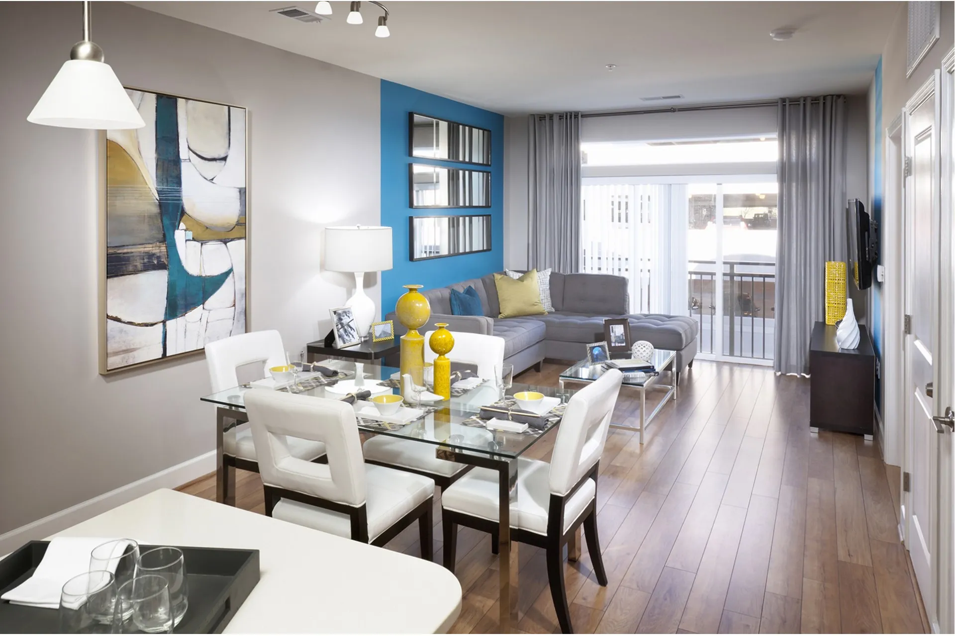 apartment dining and living areas