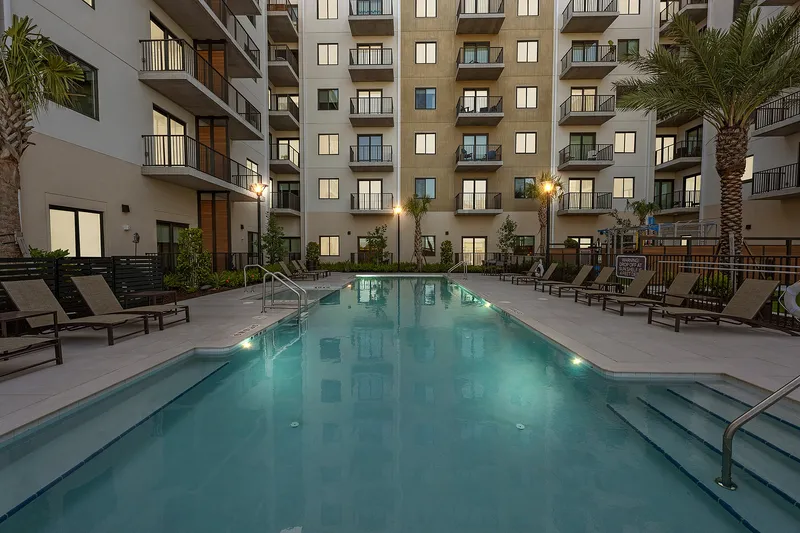 Community pool in the evening