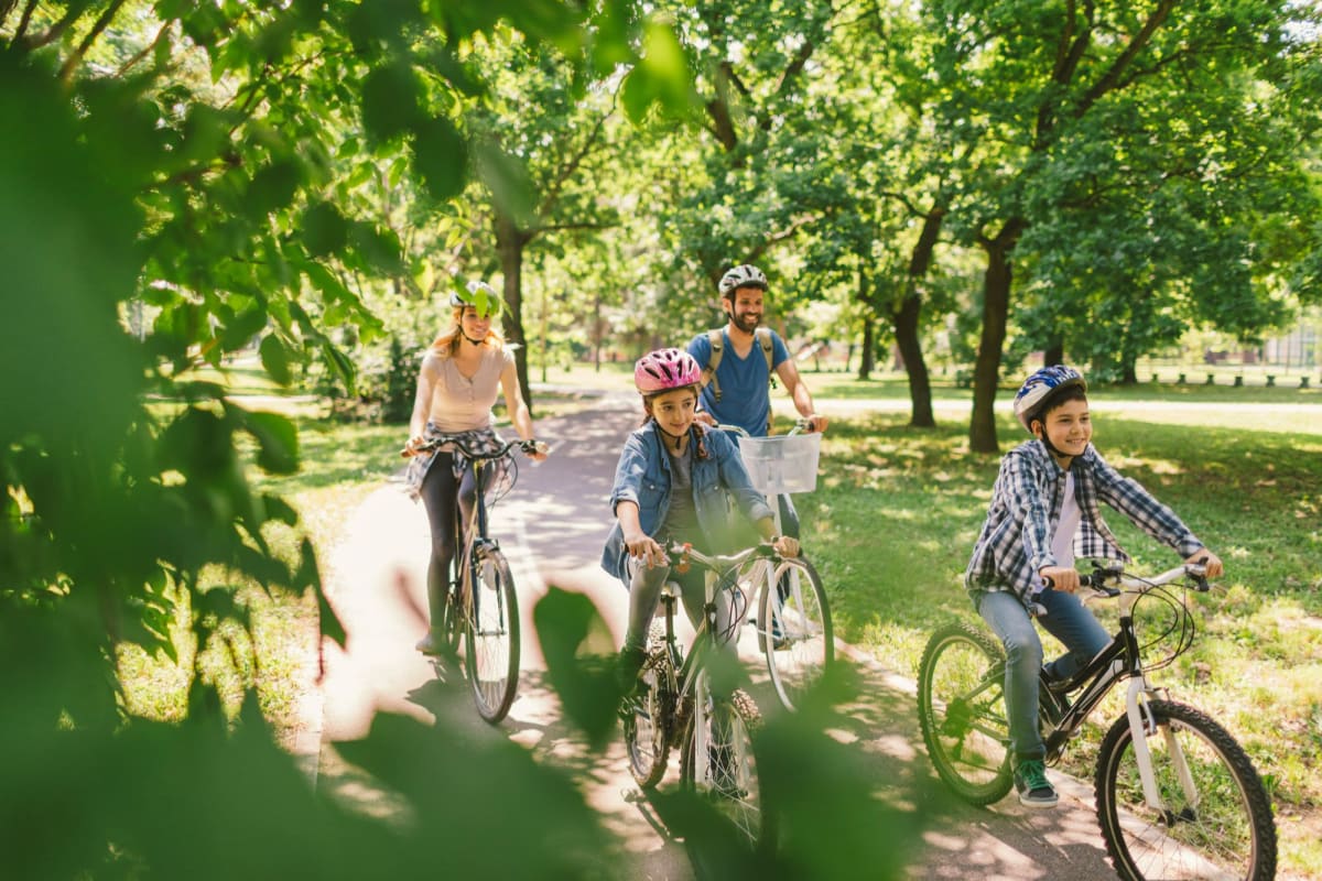 Residents riding their bikes near at Parallel 36 at Liberty in Athens, Alabama