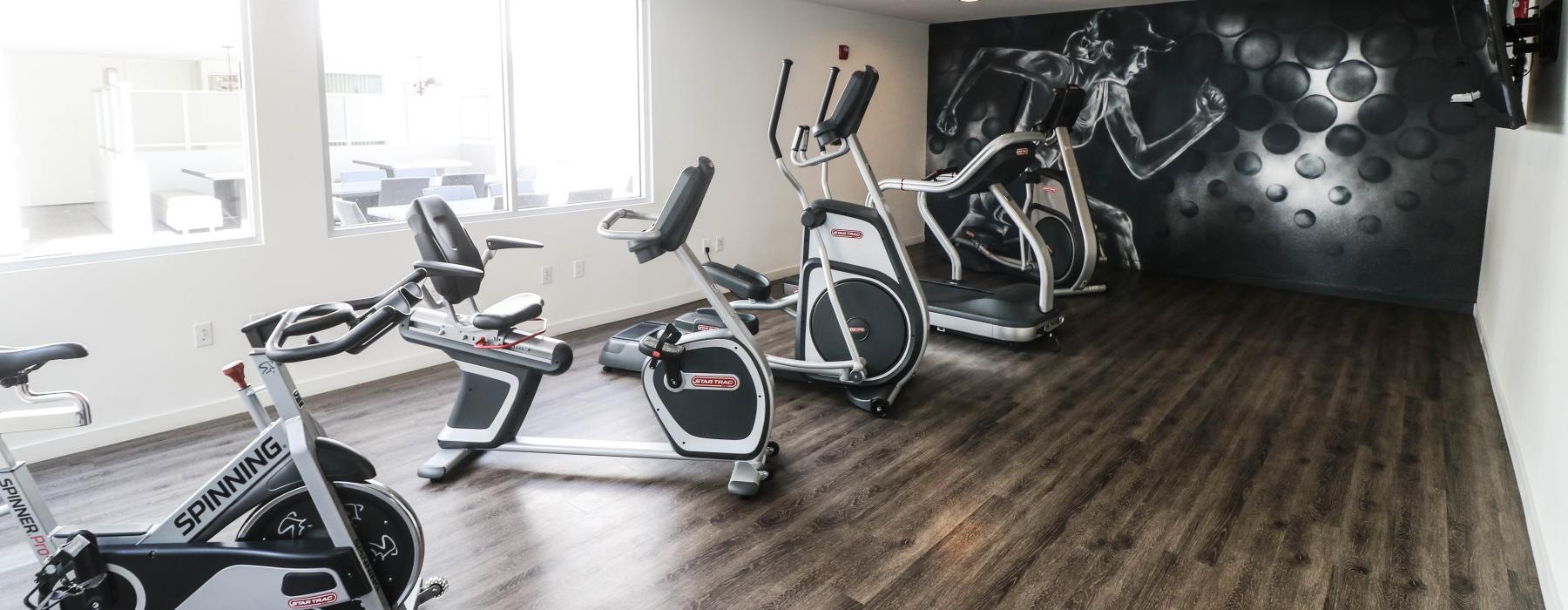 a room with exercise equipment