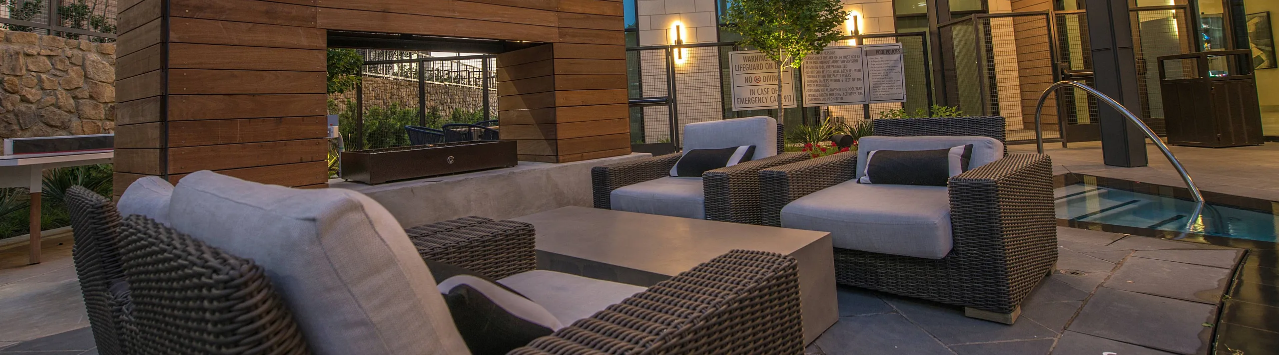 outdoor firepit at twilight