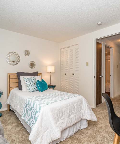 Bright bedroom at Waterford West in Manchester, Missouri