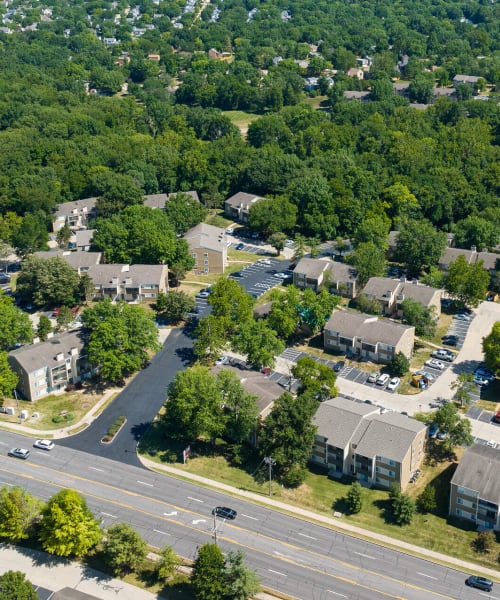 Aerial view of community at Waterford West in Manchester, Missouri