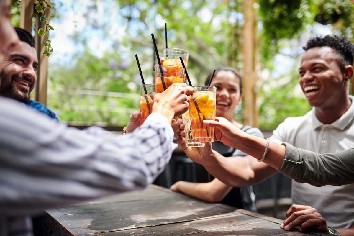 Residents enjoying drinks at Dulles Center Apartments in Herndon, Virginia