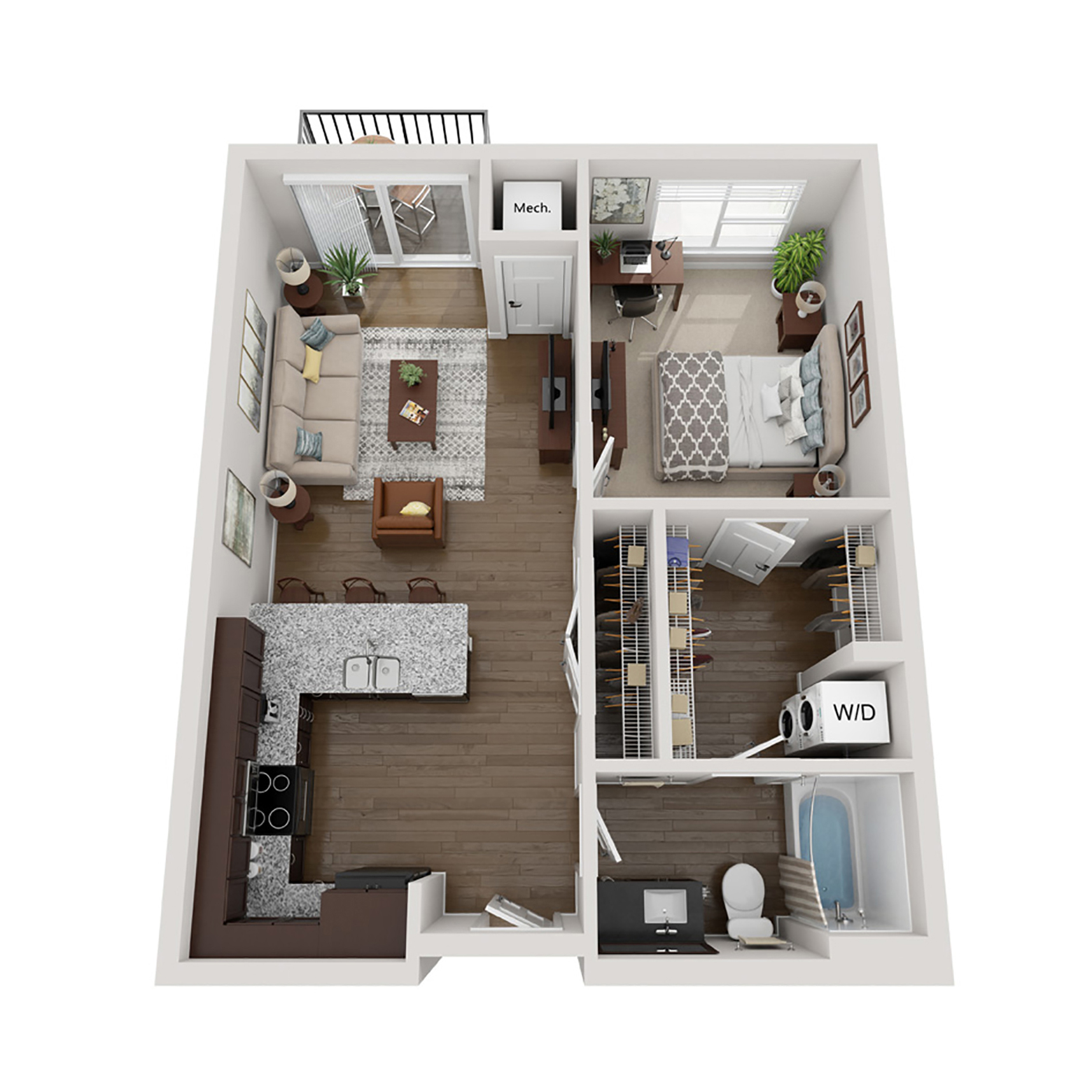 1 bed 3d floorplan