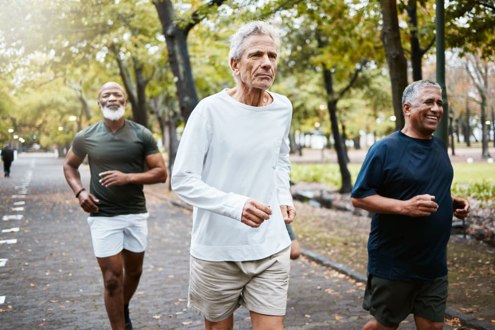 Residents exercising in park near Indigo Ridge in New Bern, North Carolina