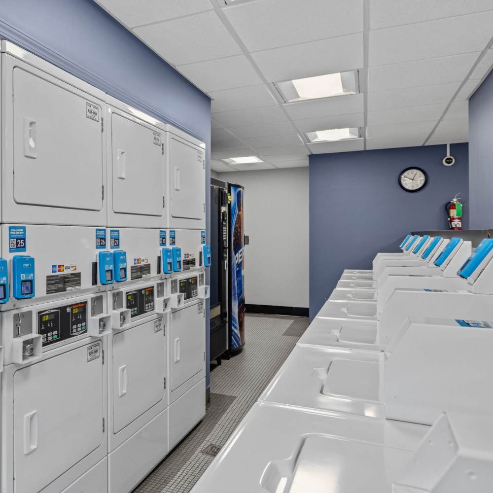 Bright and modern laundry facilities at The View at Forest Park in St. Louis, Missouri