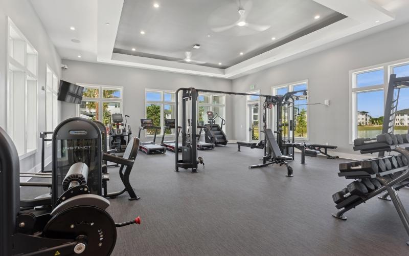 a gym with exercise equipment