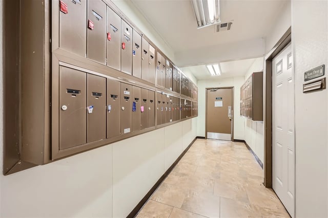 Mailboxes in a hallway