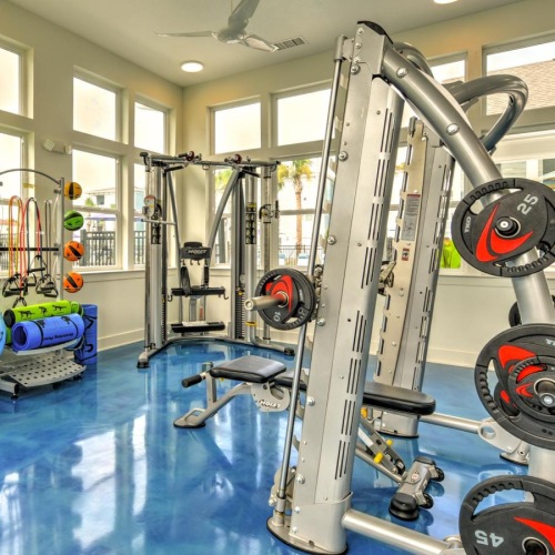 a gym with exercise equipment