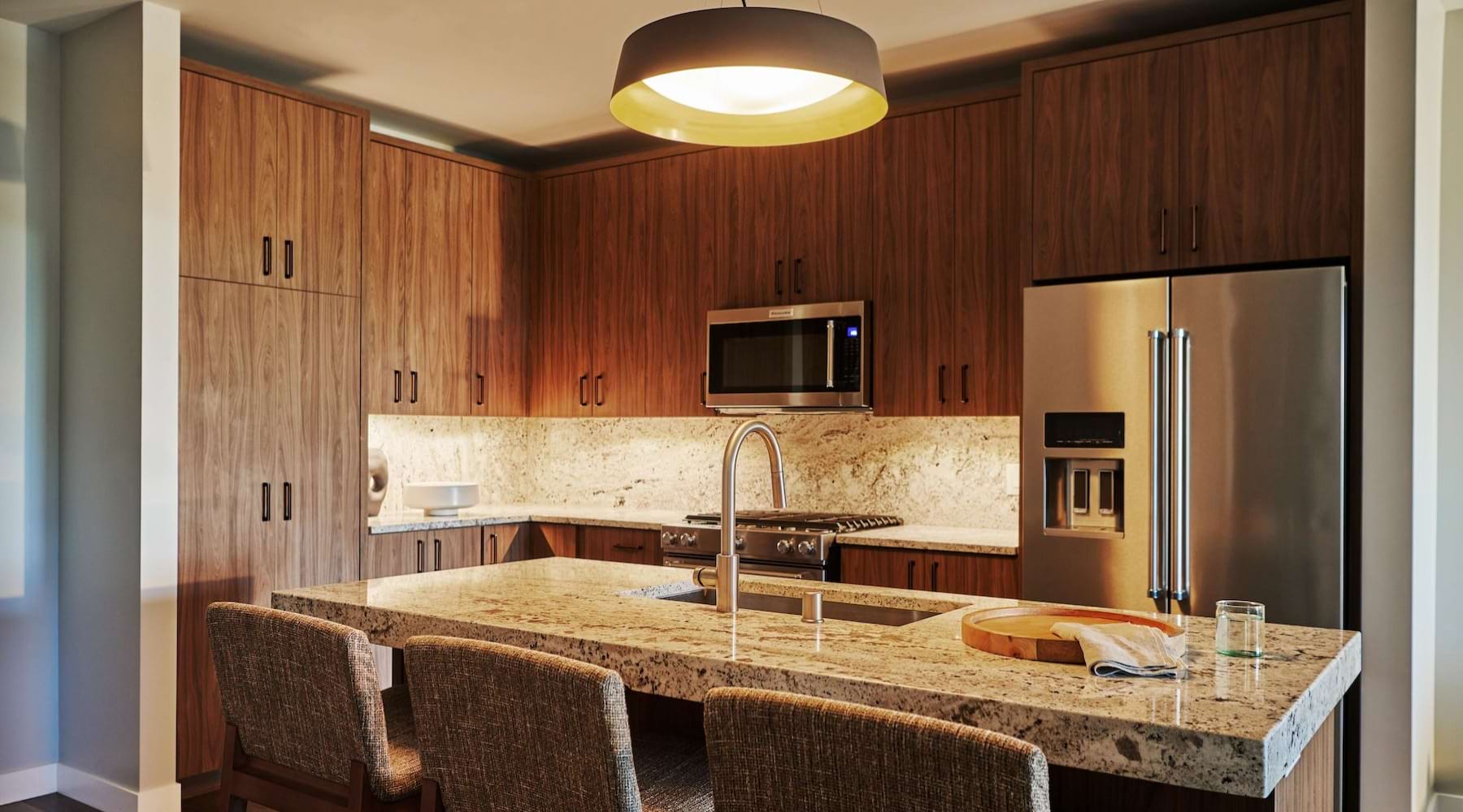 kitchen with stainless steel appliances and an island