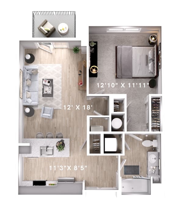 1 bed 1 bath at Lumen Apartments, Hampton, VA