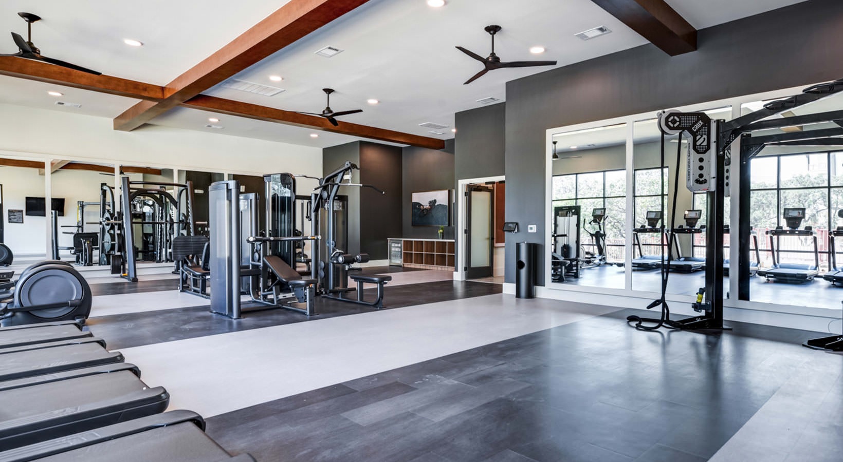 spacious gym with abundant light