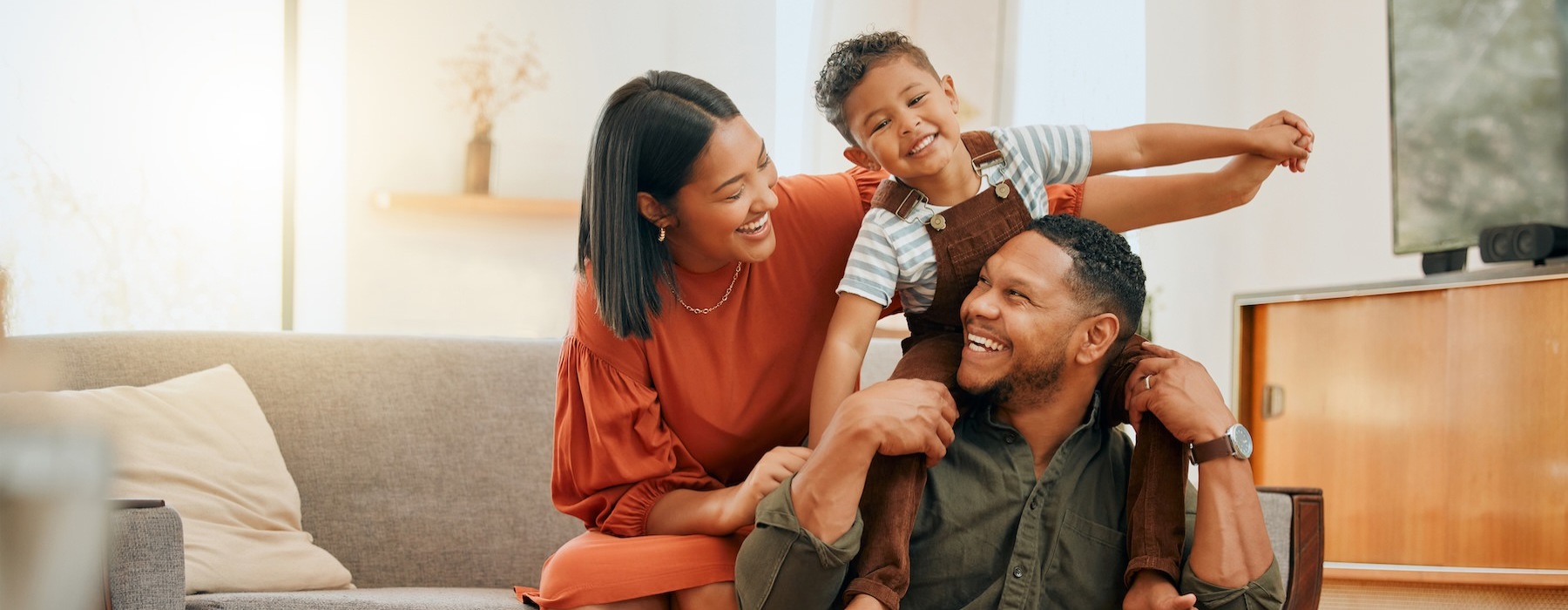 a family playing in a living room