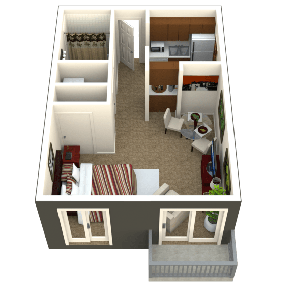 Studio Floor Plan at Eagles Landing Apartments, Everett, WA 98204