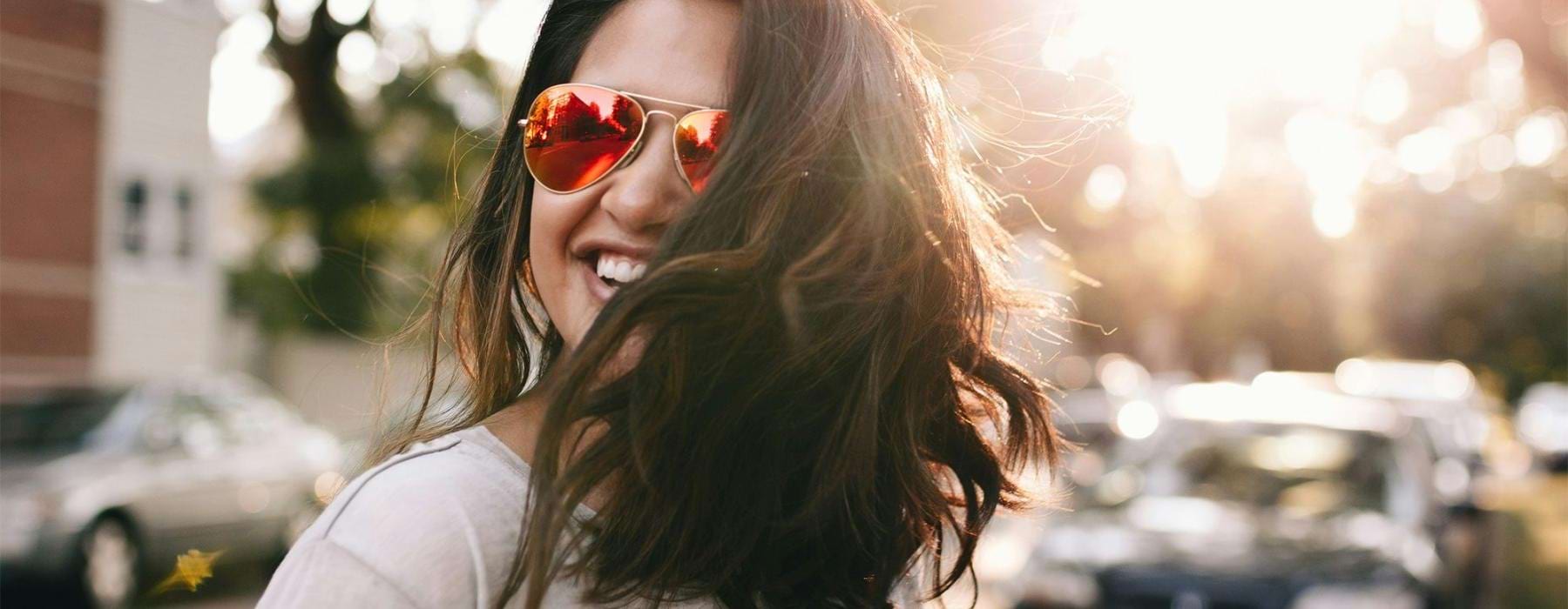 a woman wearing sunglasses