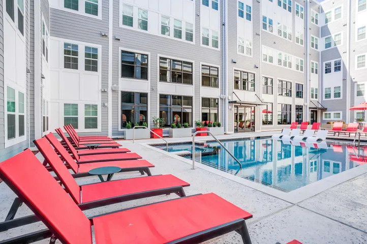 Pool with sun loungers