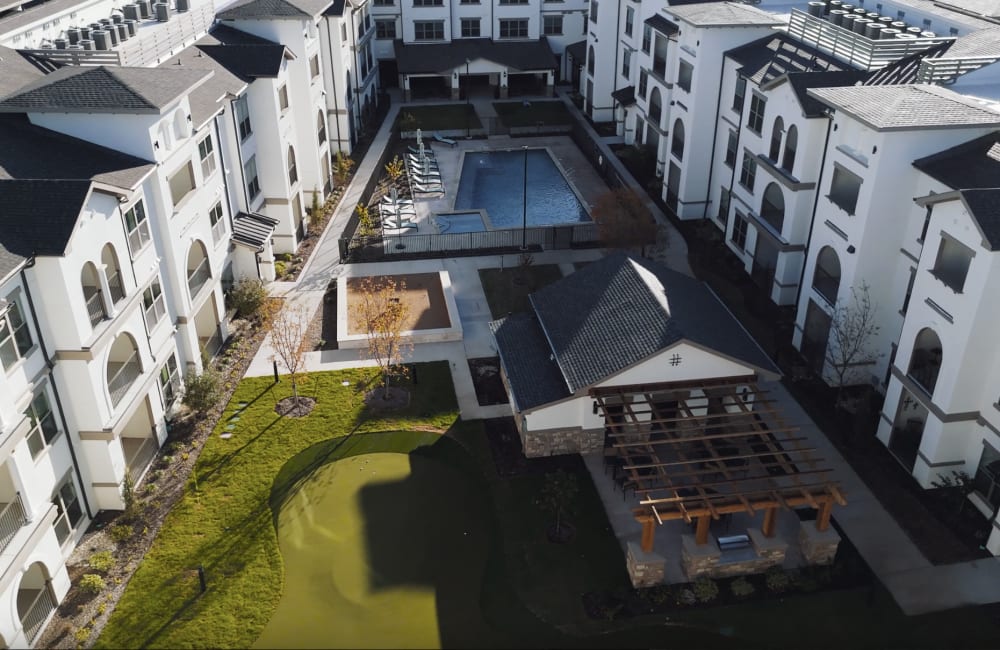 Community swimming pool at The Hamilton at Garden Valley in Waxahachie, Texas