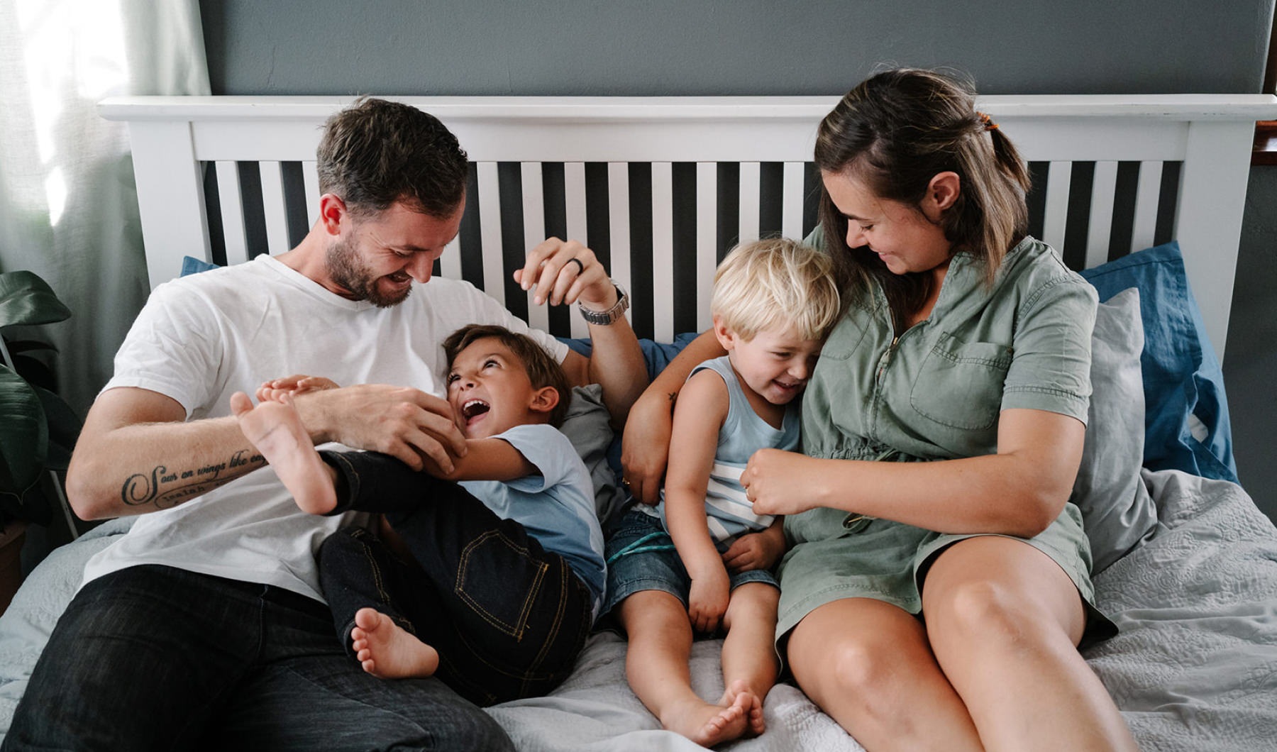 Family relaxing at home together