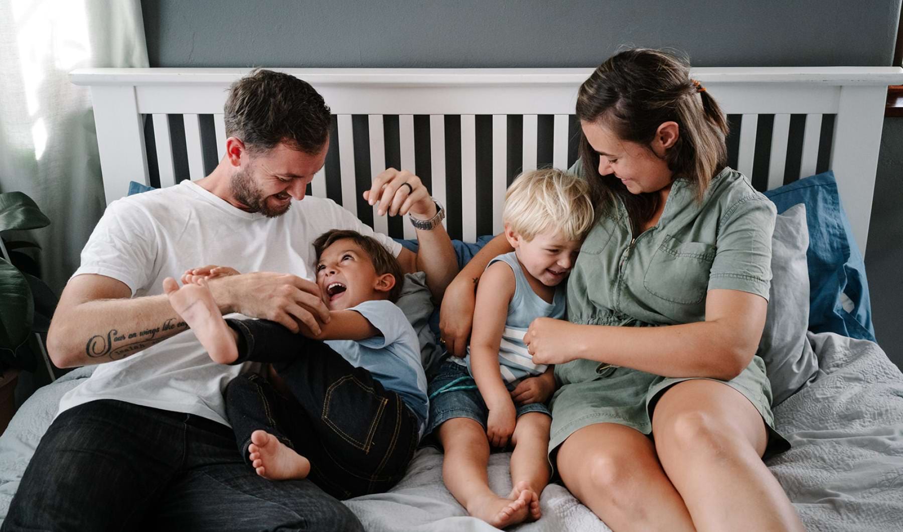 Family relaxing at home together
