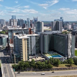 an aerial view of a city