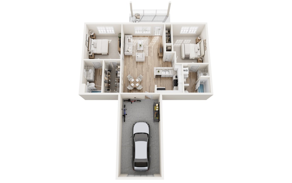 #904 - 2 bedroom floorplan layout with 2 bathrooms and 959 square feet