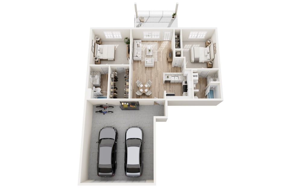 #3202 - 2 bedroom floorplan layout with 2 bathrooms and 985 square feet