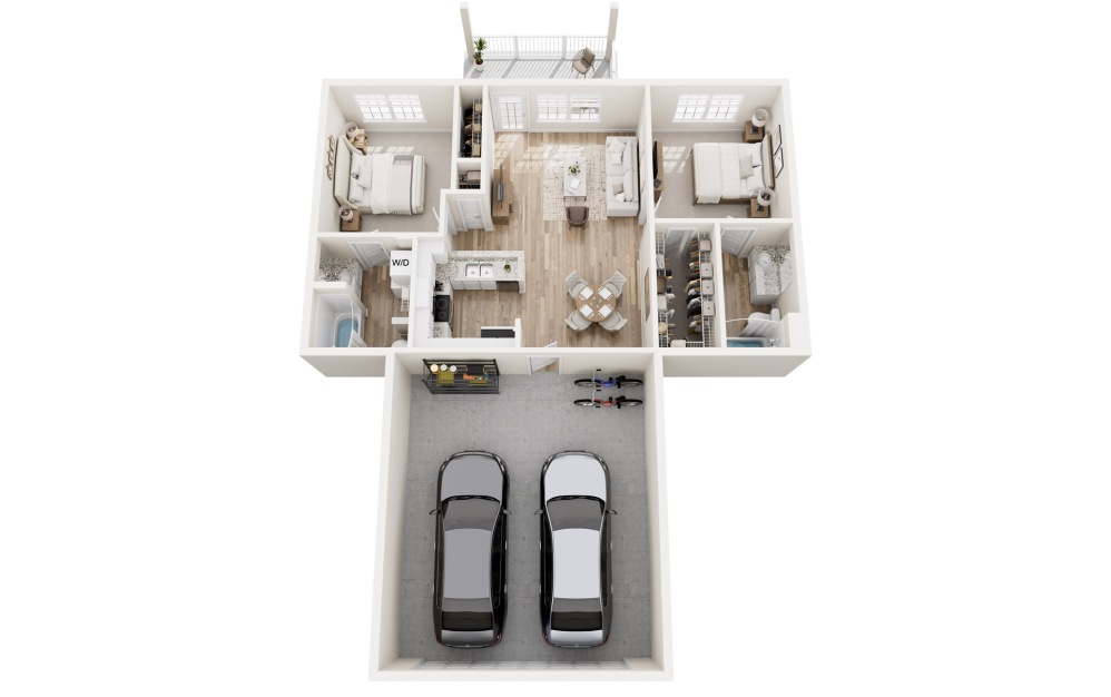 #1703 - 2 bedroom floorplan layout with 2 bathrooms and 959 square feet