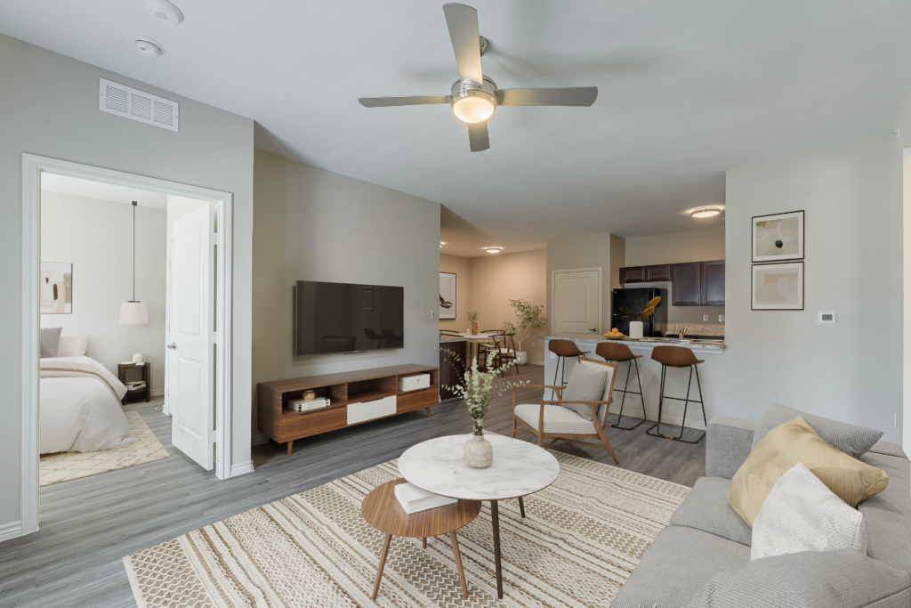 Living and Kitchen area apartment in Mechaca Commons