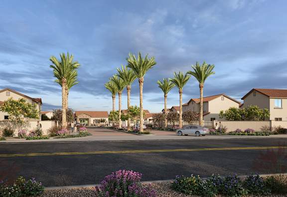 Exterior Landscape at Saddleback Village at Stonegate Townhomes, Maricopa, 85138