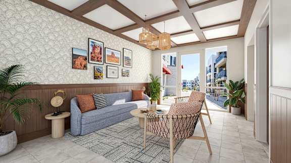 Community Lounge at Saddleback Village at Stonegate Townhomes, Maricopa, 85138