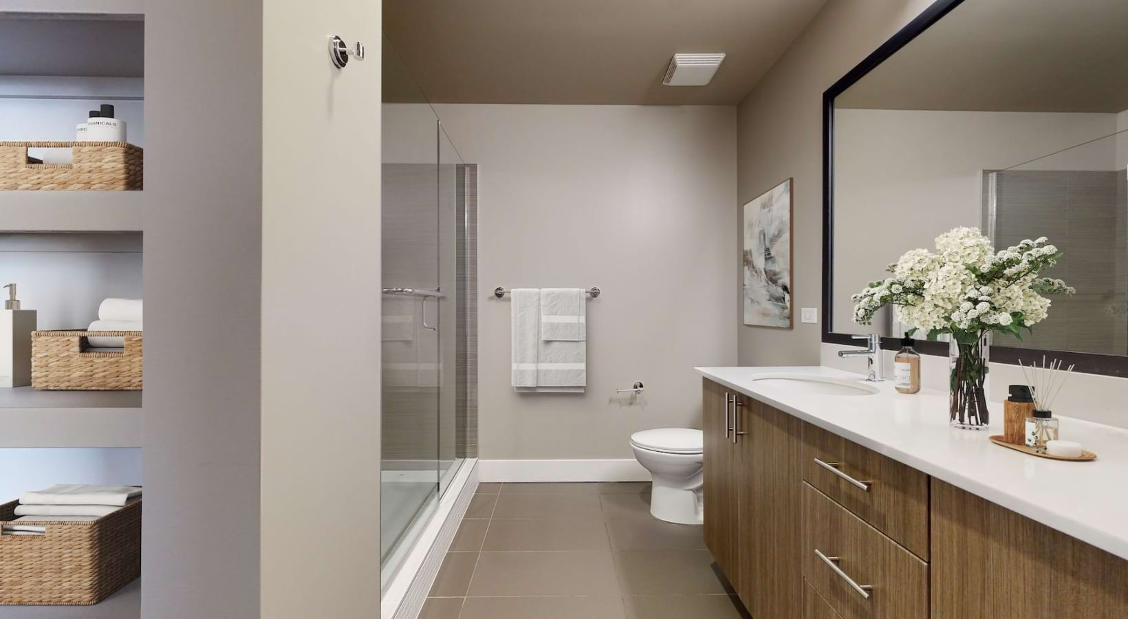 a bathroom with a sink and mirror