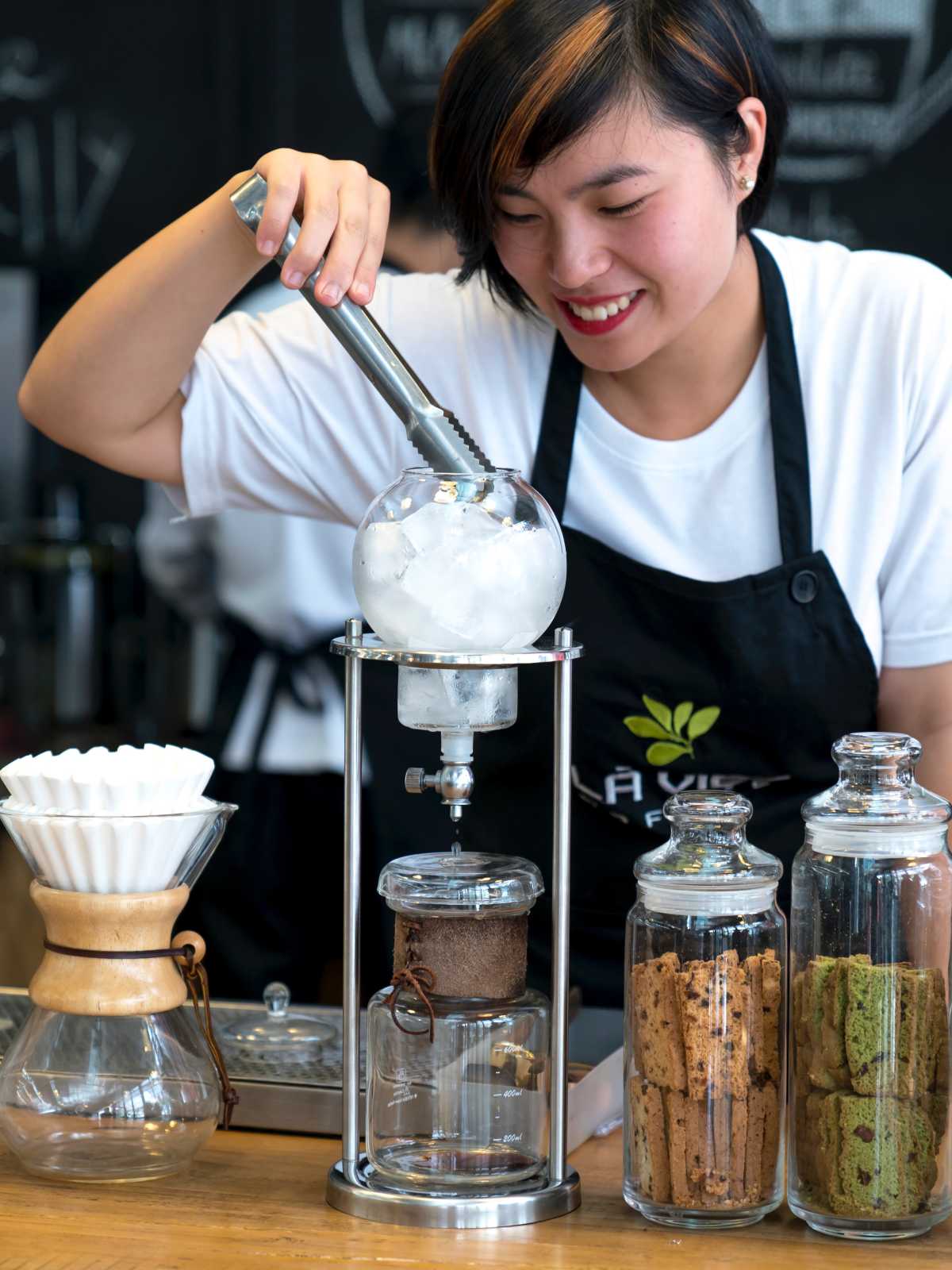 View amenities like a gourmet coffee bar at The Scottie in Nashville, Tennessee