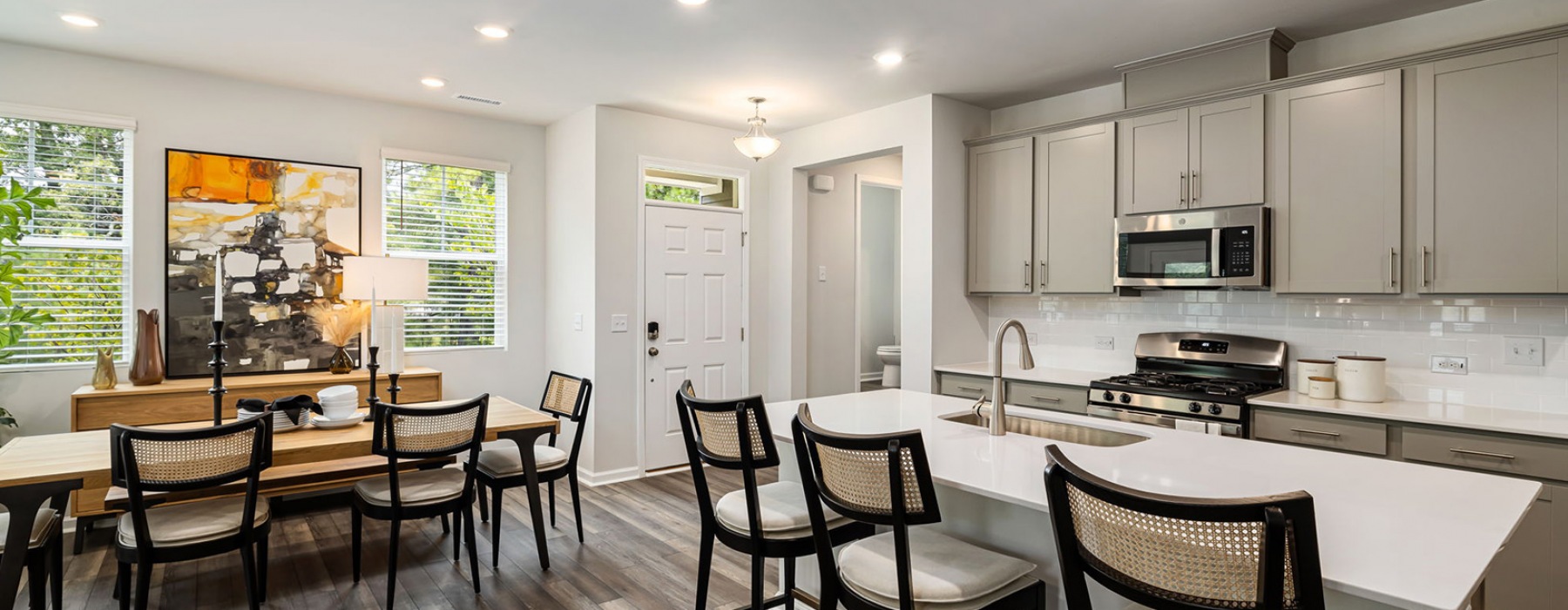 kitchen with island and seating