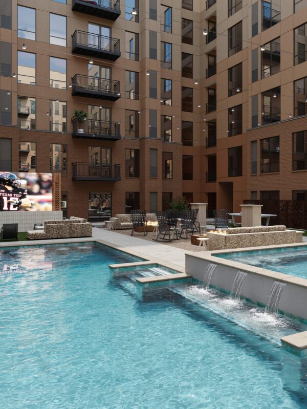 'Pool Deck with Outdoor Courtyard and Jumbotron TV'